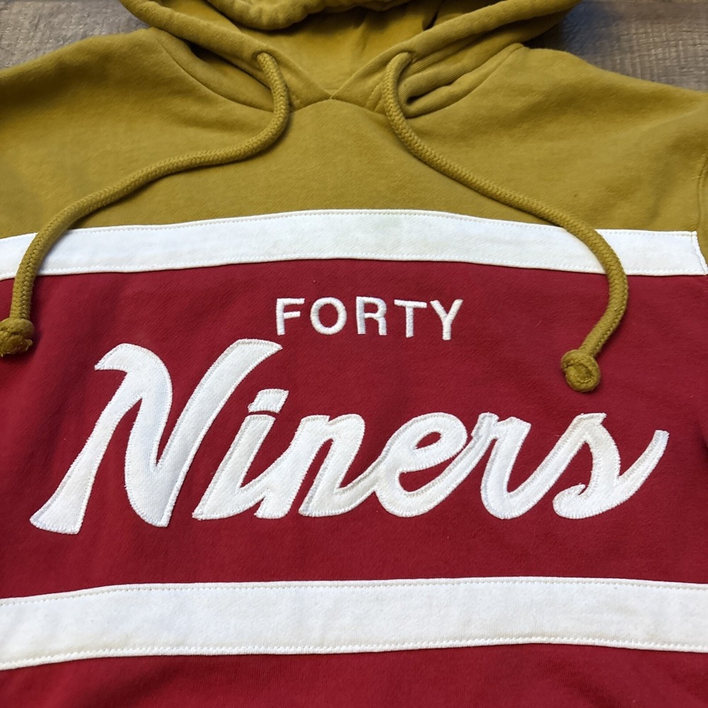 San Francisco 49ers Mitchell And Ness Throwbacks Coach Script Hoodie Size Medium - Picture 2 of 8